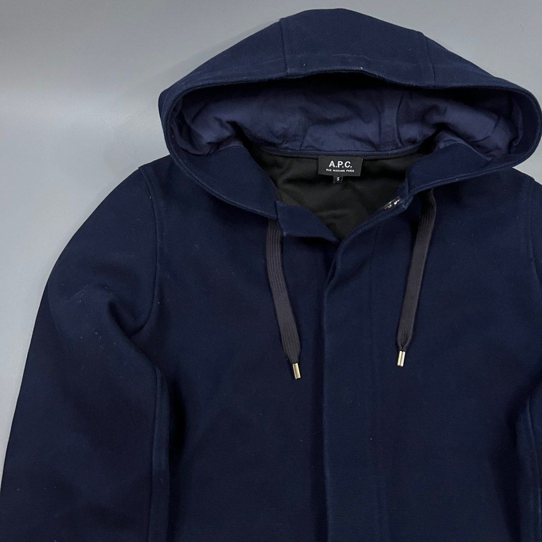 A.P.C. - Hooded Parka Jacket Heavy Fabric (Category: Coats, Jackets and Outerwear) located in Paranaque City. Submitted by millennial_goodz (Listing ID 1406793279, Image 2). Description: WTS A.P.C. - Hooded Parka Jacket Heavy Fabric Size Small Dimensions: 21" Width - 32" Length - 25" Sleeve Length Excellent condition Authentic P3,000 only DM.
