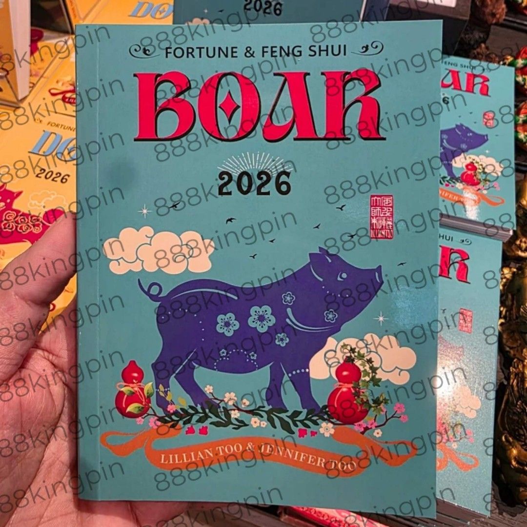 Boar Fortune & Feng Shui 2026 (Category: Storybooks) located in Quezon City. Submitted by 9escalera (Listing ID 1406693020, Image 1). Description: - 2026 Fortune & Feng Shui guide for Boar. - Authored by Lillian Too & Jennifer Too. - Features a blue pig illustration with floral details and Chinese characters. year of the pig 2026 Astrology book feng shui Lillian Too original feng shui - Language: English..