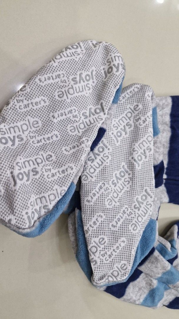 Carter's Simple Joys Sleepers (Category: Babies & Kids Fashion) located in Malolos. Submitted by prelovedclothes_stuff (Listing ID 1406770108, Image 3). Description: - Two Carter's Simple Joys sleepers - Gray sleeper with navy trim, size 5/5A - Blue and white striped sleeper, size 6 - Both sleepers have footies - "Simple Joys by Carter's" printed on soles like new pwede pa pang gift.
