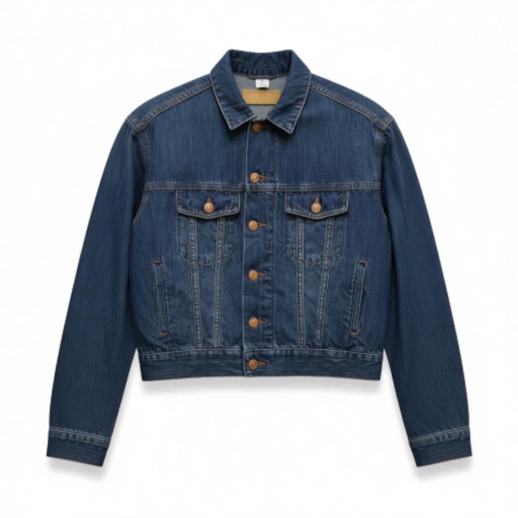 Denim Jacket (Category: Coats, Jackets and Outerwear) located in Shah Alam. Submitted by anyactr (Listing ID 1406791913, Image 1). Description: - Classic denim jacket - Medium wash - Button closure - Two chest pockets - Two side pockets - Standard collar - Long sleeves - Regular fit.