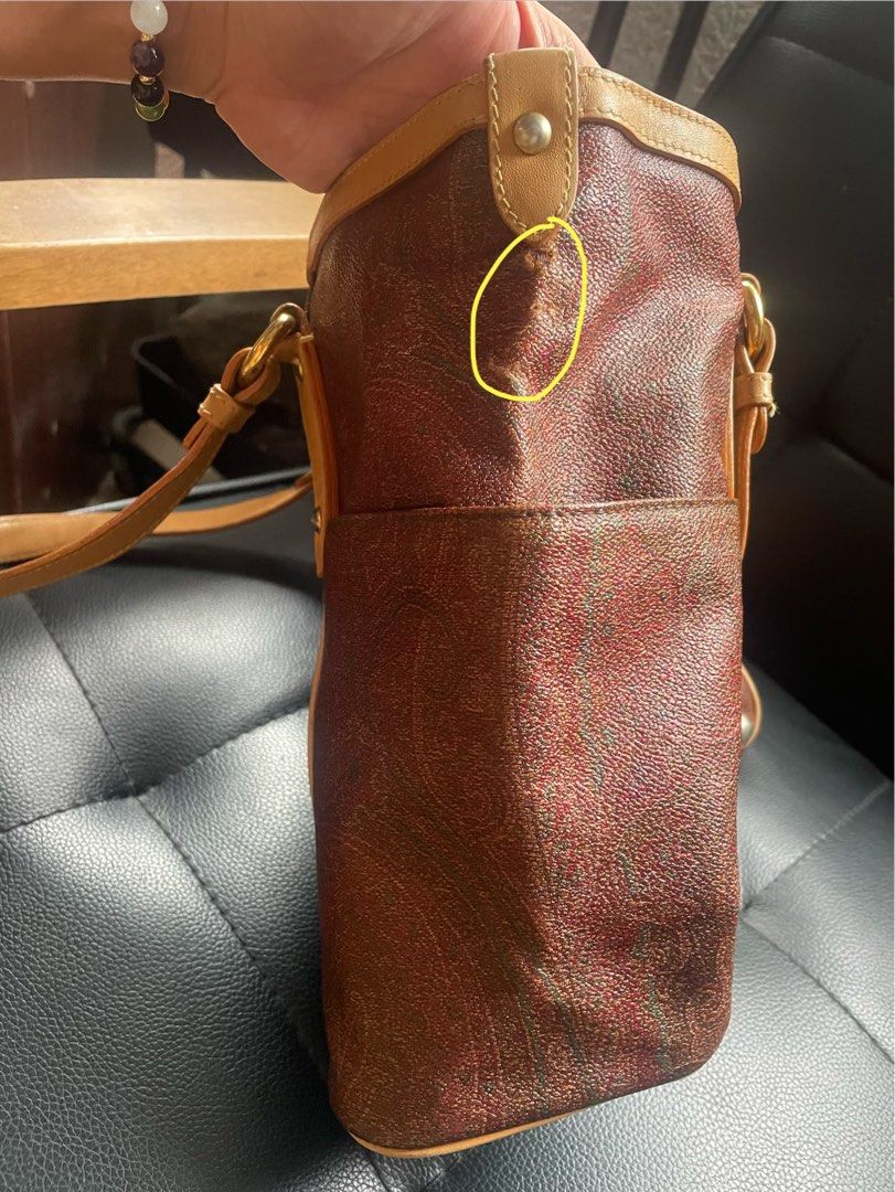 Etro Paisley Tote Bag (Category: Luxury Bags & Wallets) located in Cainta. Submitted by robbynt (Listing ID 1406674388, Image 2). Description: 👗👟👜 Part of my closet clean-out! Letting go of some of my faves — all preloved and in great shape. From my closet to yours. 😊 ✅ Color - brown ✅ Size - medium ✅ Bag type - shoulder ✅ Bag closure - zipper ✅ Hardware - gold ✅ With 2 side pockets ♻️ Location: Cainta, Rizal ♻️ MOP: GCash ♻️ SF: shouldered b