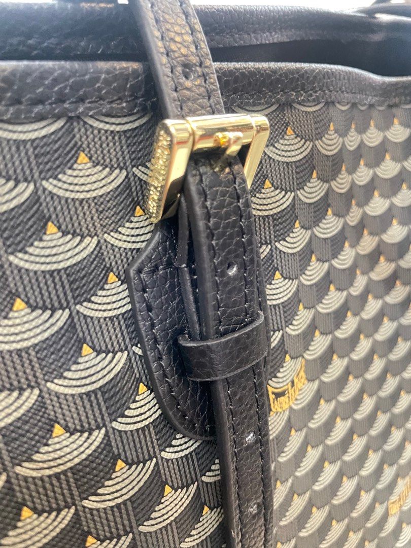 FLP Tote Bag (Category: Luxury Bags & Wallets) located in Apalit. Submitted by shopforbrands1 (Listing ID 1406707475, Image 3). Description: - Fauré Le Page Daily Battle tote bag - Distinctive pattern - Spacious interior - Top handle and shoulder strap - Gold-tone buckle - Features the brand's logo - Smooth fabric lining - Includes dust bag - Large Size.