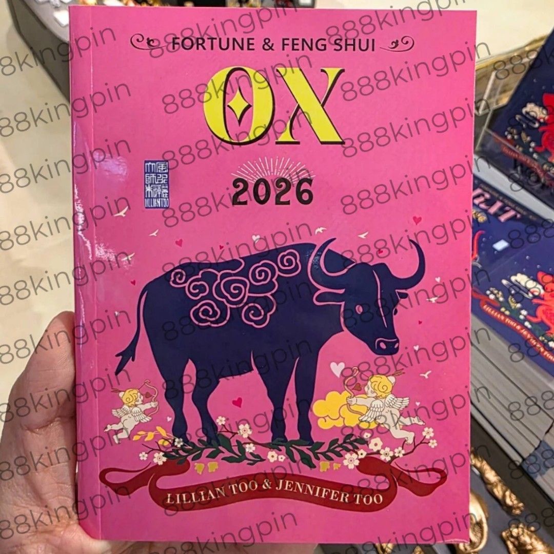 Fortune & Feng Shui Ox 2026 (Category: Storybooks) located in Quezon City. Submitted by 9escalera (Listing ID 1406693592, Image 1). Description: - 2026 Year of the Ox Guide - Authored by Lillian Too & Jennifer Too - Features Fortune & Feng Shui insights - Cover: Pink with Ox illustration - Title: "OX" in large yellow letters - Includes the year 2026 on the cover.