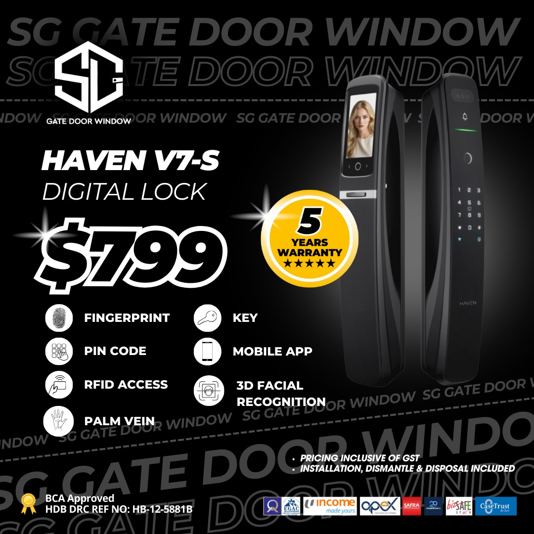 Haven V7-S Door Digital Lock, Furniture & Home Living, Security & Locks ...