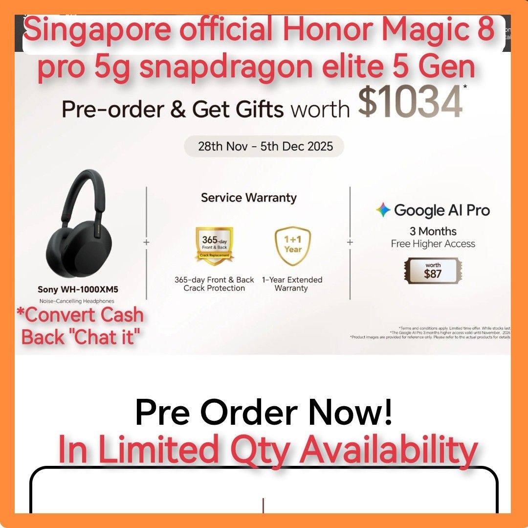 Honor Magic 8 pro 5g freebies convert Cash Gold 1TB, Mobile Phones ...