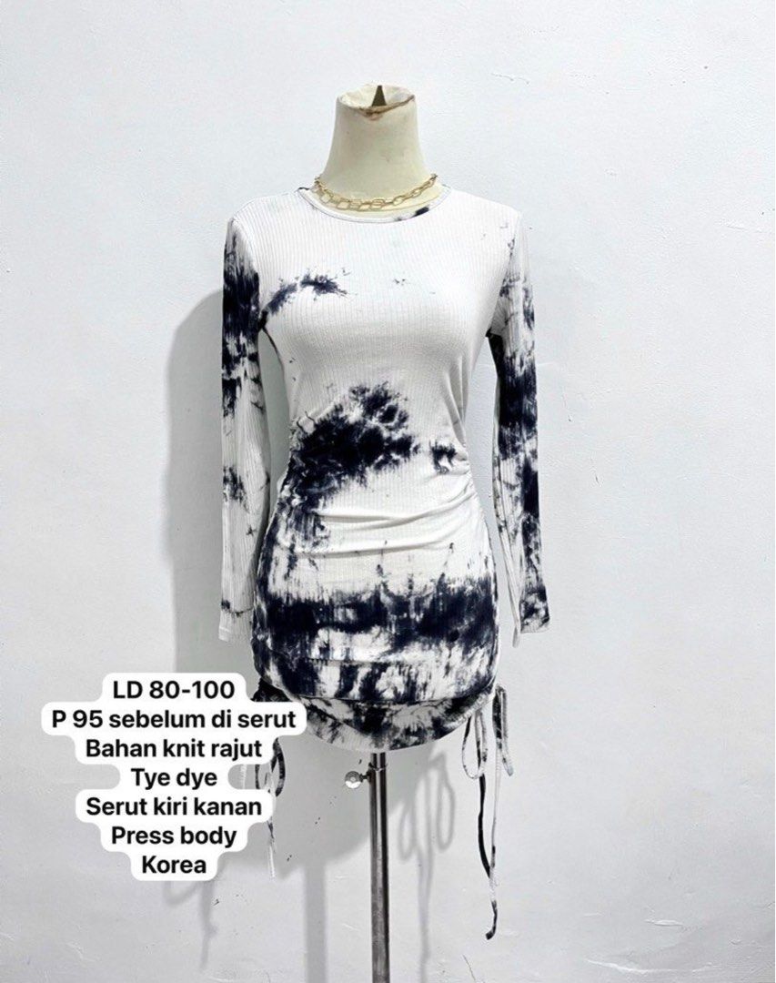 ‼️NETT Mini dress press body lidi knit serut kiri kanan lengan panjang ...