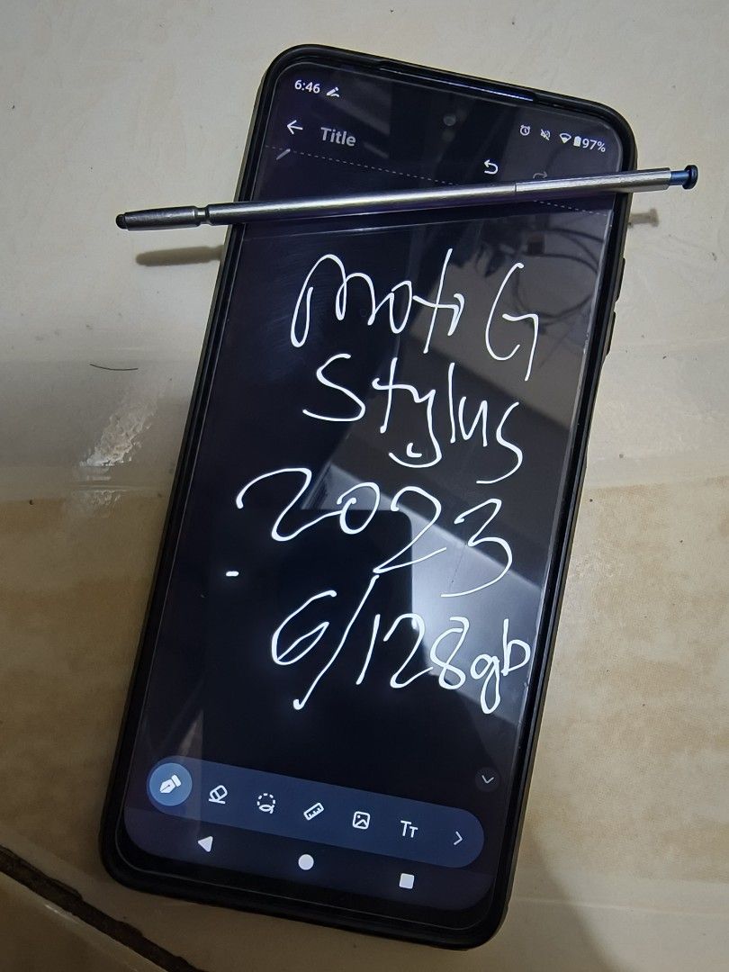 moto g stylus 5g 2023 (Category: Motorola) located in Caloocan City. Submitted by toxo30 (Listing ID 1406657550, Image 1). Description: selling moto g stylus 5g 1 sim 1 esim with stylus snapdragon 6 gen 5g 6/128gb 50mp camera 5000 mah battery no issue super kinis unit only naka tempered at case na meet up only talipapa qc or ipalalamove po niyo gcash payment pagkapick up ng rider niyo..