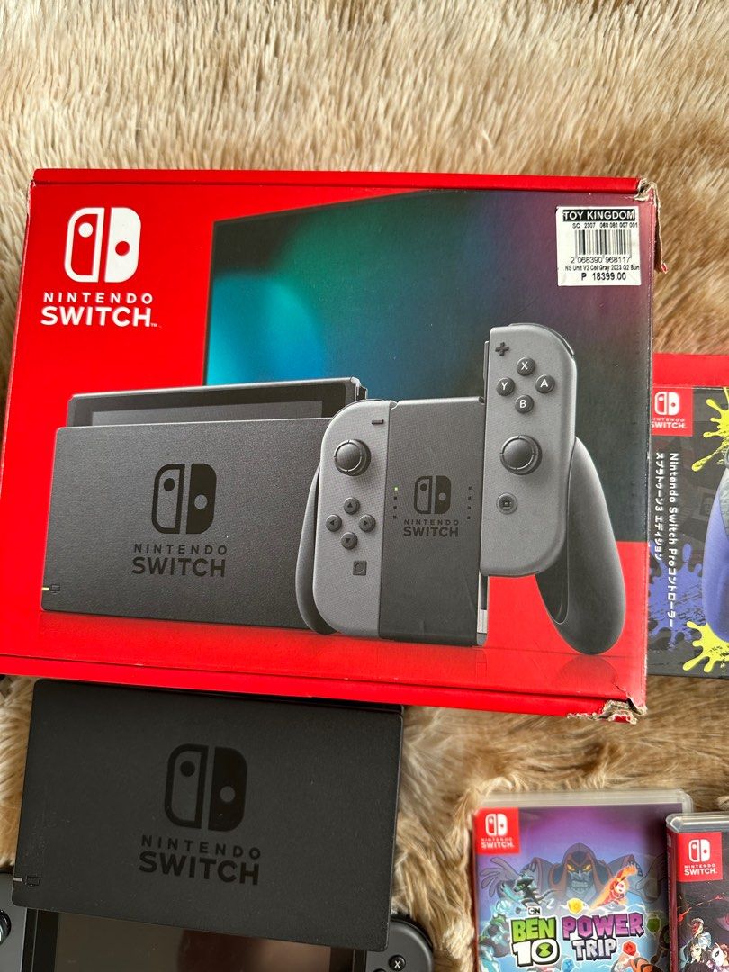 Nintendo Switch Console with Ben 10 Game (Category: Nintendo) located in Cainta. Submitted by kath_pl (Listing ID 1406662561, Image 3). Description: - Nintendo Switch console - Includes dock and two Joy-Con controllers - Comes with charging cable - Includes Ben 10: Power Trip game cartridge - Original box included.