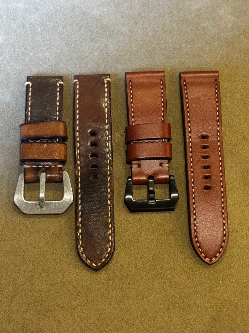 Panerai Aftermarket Leather Straps (As Pack) (Category: Men's Watches) located in Makati City. Submitted by jg1015 (Listing ID 1406713293, Image 1). Description: Selling as a pack two aftermarket Panerai buckles and leather straps in a dark brown and chestnut color. Selling each individually for 1200 pesos, if you’d like to get both for 2000 pesos. Feel free to message for any inquiries!.
