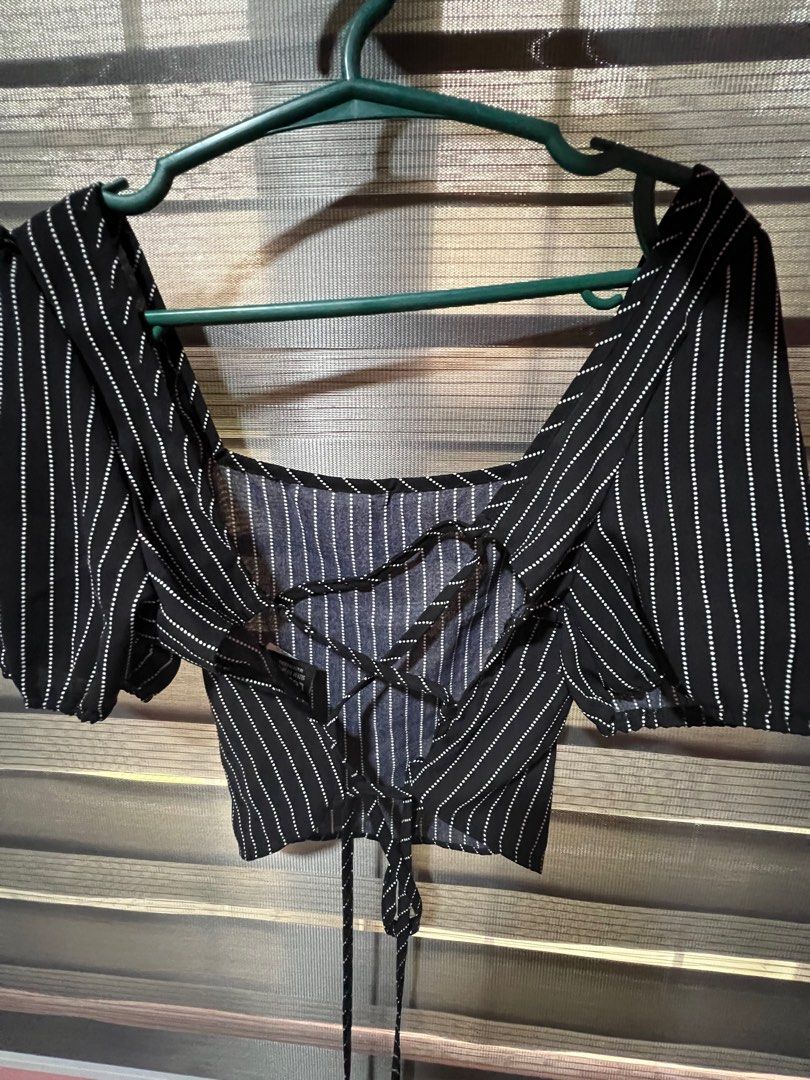 Puff Sleeve Crop Tops (Get 5 for 300) (Category: Blouses) located in Tuguegarao City. Submitted by aimurmere (Listing ID 1406706274, Image 2). Description: Backless tie back crop tops with puff sleeves ₱75 + sf each, if get all ₱300 + sf - Black and white striped - Light blue floral - White eyelet - Black lace - Baby pink puff sleeve off shoulder Reminder: these are preloved items, but rest assured they are all in good condition (see photos). Onl
