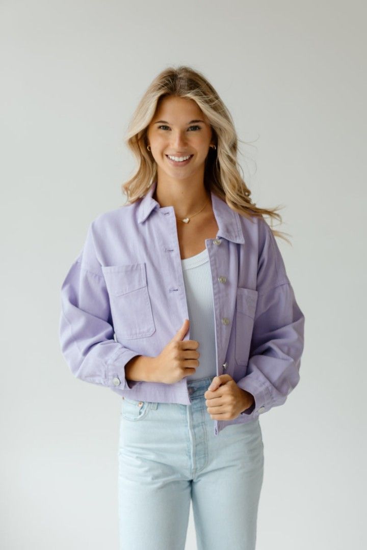 Purple Cropped Button-Down Polo (Category: Others Tops) located in Navotas City. Submitted by iceee21 (Listing ID 1406741727, Image 2). Description: 📍 Navotas City Size: Waist 44 inch, Bust 44 inch, Underarm 20 inch, Shoulder 18 inch Color: Purple - preloved, but not abused - minimal stains, some can be washed.