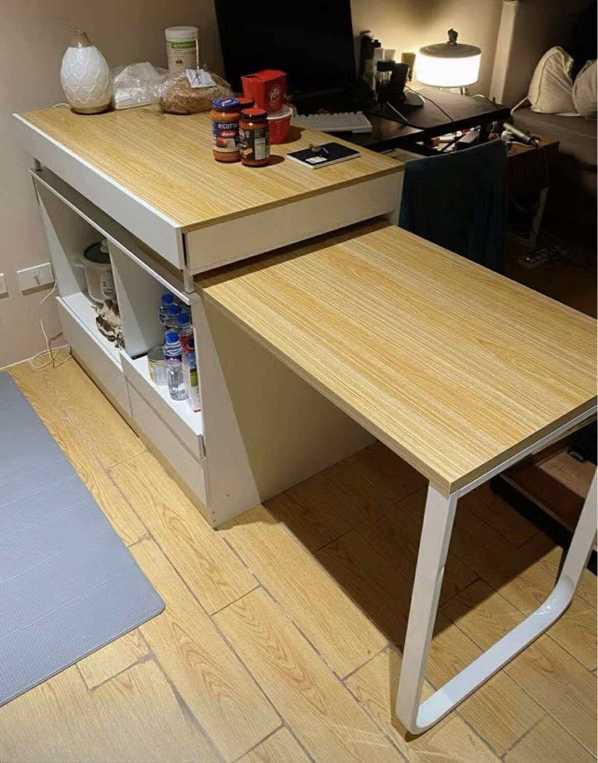 v Extendable adjustable dining table kitchen cabinet storage (Category: Tables & Sets) located in Manila. Submitted by dolorchris69891 (Listing ID 1406774746, Image 3). Description: Extendable adjustable dining table kitchen cabinet storage table 6500 📌unassembled with manual (can hire an assembler only if available, fee 650 or up depends on location).