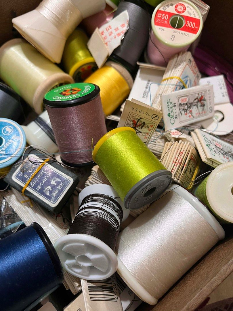 Vintage Sewing Thread Spools and Accessories (Category: Craft Supplies & Tools) located in Paranaque City. Submitted by eller_2 (Listing ID 1406761869, Image 2). Description: Different kinds of needles and threads from Japan Condition: Good Color: Variety Wooden box included.
