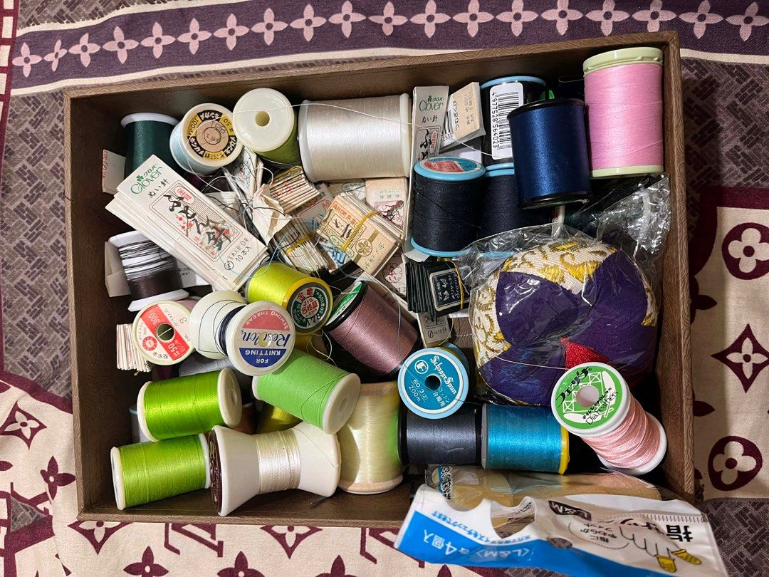 Vintage Sewing Thread Spools and Accessories (Category: Craft Supplies & Tools) located in Paranaque City. Submitted by eller_2 (Listing ID 1406761869, Image 3). Description: Different kinds of needles and threads from Japan Condition: Good Color: Variety Wooden box included.