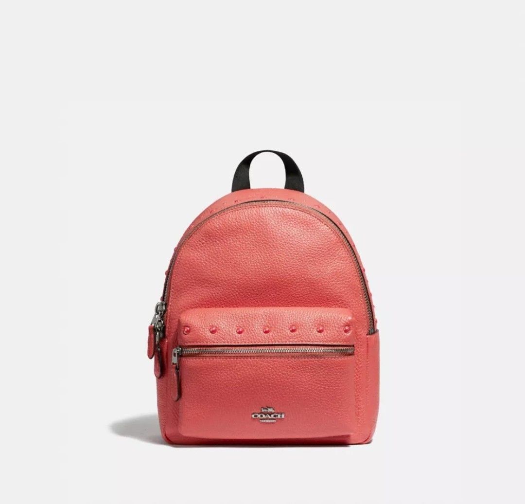 Authentic COACH Mini Charlie Backpack With Studs (Category: Luxury Bags & Wallets) located in Las Pinas. Submitted by lenaa43___ (Listing ID 1406848829, Image 3). Description: - Originally Bought From Japan. 🇯🇵 - Good condition MOP: Gcash MOD: J&T.