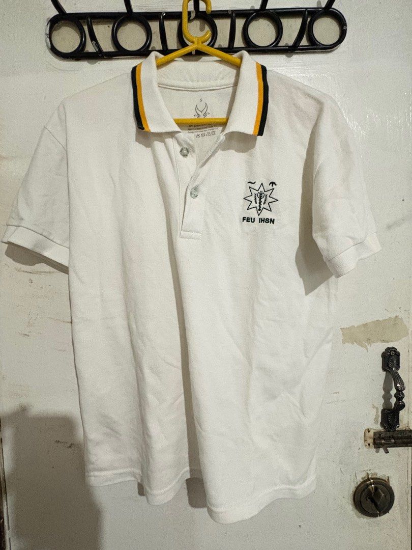 FEU-IHSN White Polo Shirt (Category: Shirts) located in Manila. Submitted by itsrhea_ (Listing ID 1406947197, Image 1). Description: - Size: Small - No other issues.