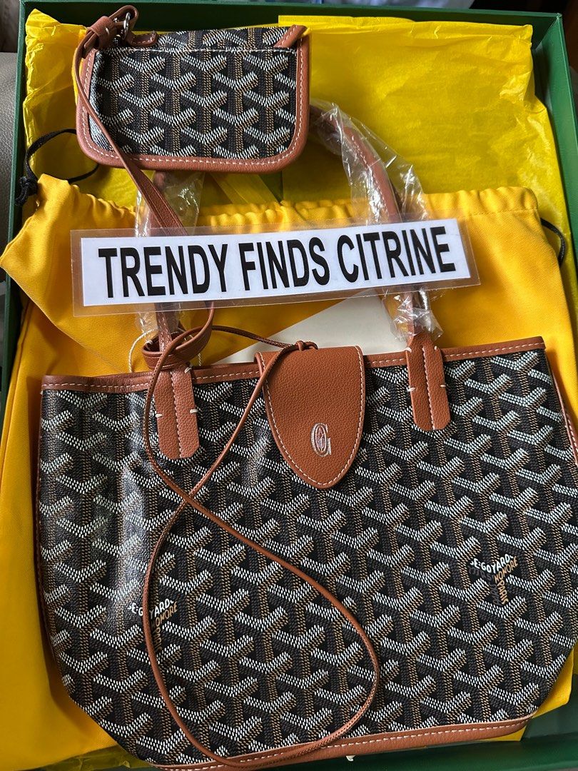 🇯🇵Goyard mini Anjou bicolor (Category: Luxury Bags & Wallets) located in Manila. Submitted by trendyfindscitrine (Listing ID 1406827449, Image 1). Description: Actual photo Goyardine canvass and calfskin leather .