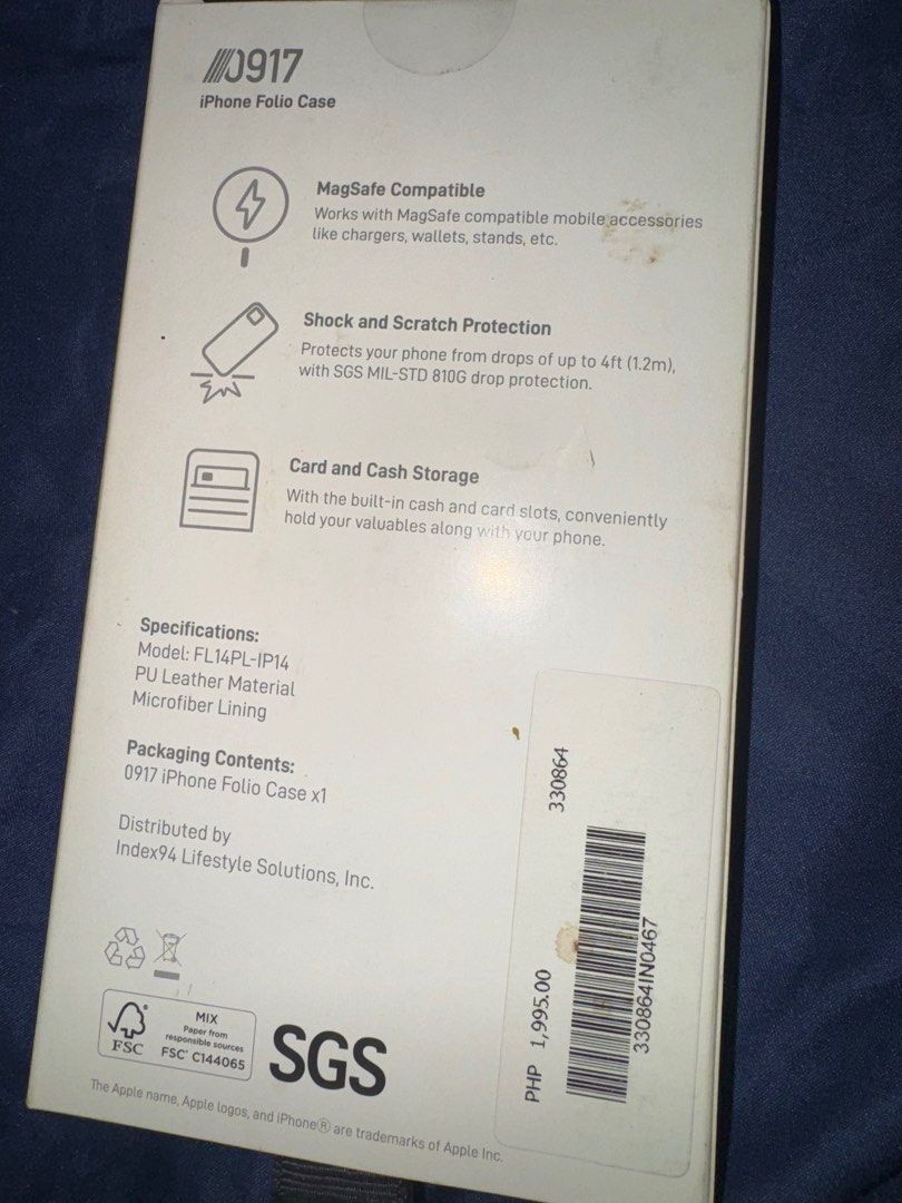 iPhone 14 Plus 0917 Leather Wallet Case (Category: Cases & Sleeves) located in Quezon City. Submitted by kentivan21 (Listing ID 1406949419, Image 2). Description: brand new for iphone 14 plus orig price 1995.