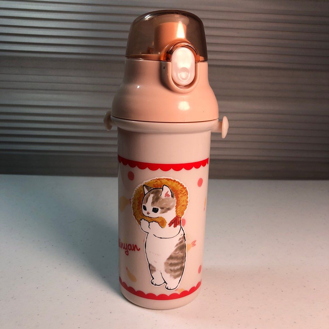 Mofusand Cat Water Bottle (Category: Water Bottles & Tumblers) located in Manila. Submitted by all.dressed.up (Listing ID 1406978095, Image 2). Description: Adorable cat-themed water bottle Brand new Pink and white color scheme Features a secure lid and handle Missing lace 300.