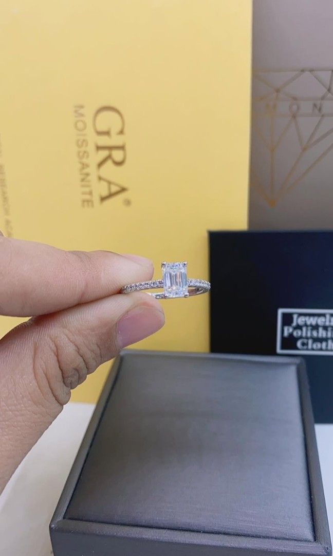 Moissanite Emerald cut Engagement ring 💍 (Category: Rings) located in Manila. Submitted by szairajewel (Listing ID 1406993812, Image 1). Description: with Certificate and Complete inclusion. size 4-5-6-7-8-9-10 Message me for more info. COD /self pick up.
