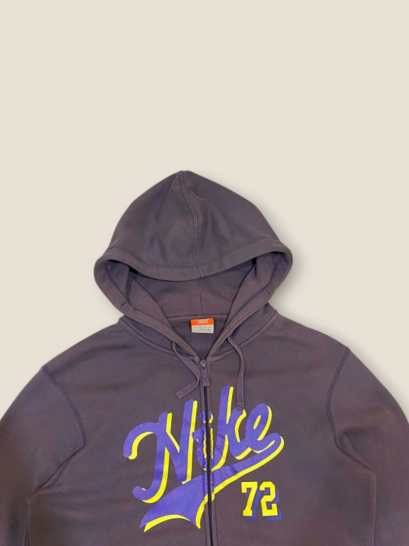 Nike Y2K Zip-Up Hoodie (Category: Hoodies) located in Santa Rosa. Submitted by revive.n.thrive (Listing ID 1406978958, Image 3). Description: year 2000s purple rare nike zip up hoodie excellent condition Length: 26 inch Width: 21 inch Revive for 300 dm for inquiries instagram: revive.n.thrive.co carousell: revive.n.thrive • Read the description before you buy. • Check the tags for authenticity. • Payment must be settled within 24 hours. • Buyers 