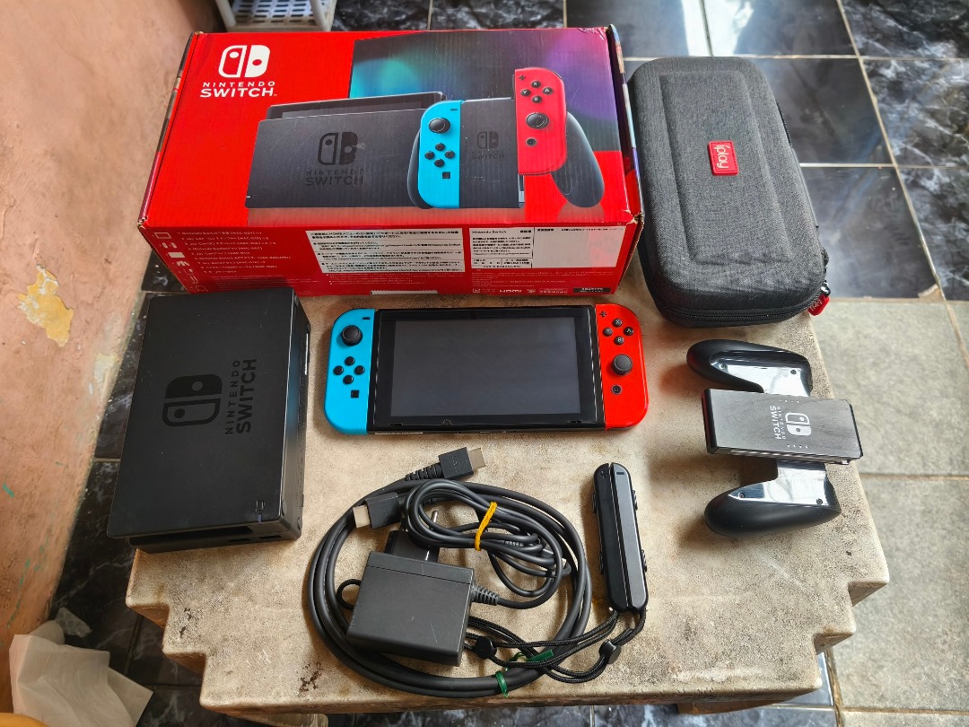 Nintendo Switch v2 CFW Atmos Neon Fullset 256GB 00, Video Game, Konsol ...