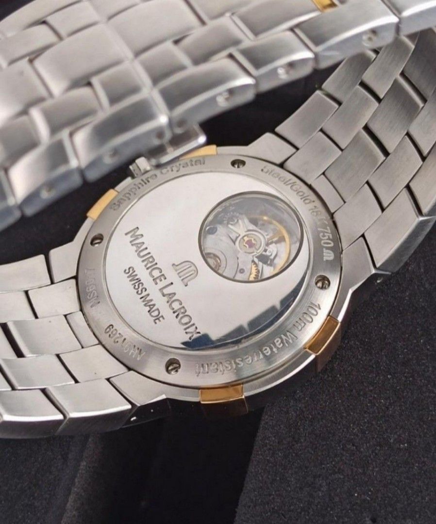Original Maurice Lacroix Milestone (Category: Luxury Watches) located in San Juan City. Submitted by exclusivelyours (Listing ID 1406839817, Image 2). Description: Maurice Lacroix Milestone Two tone, solid gold 38mm Ref MS6017 Automatic movement 9.2/10 condition Inclusions : watch, original bracelet with complete links, presentation box and leather pouch.