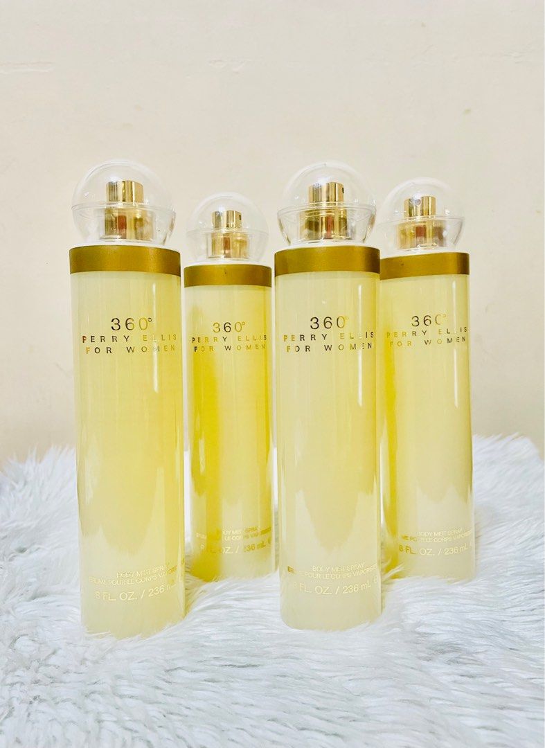 Perry Ellis 360° for Women (Category: Fragrance & Deodorants) located in Manila. Submitted by ReeseShopPH (Listing ID 1406993901, Image 1). Description: - Brand new and sealed Perry Ellis 360° for Women body mist spray. - Size: 8 fl. oz. / 236 ml. - Features a clear bottle. - Comes with a gold cap. Perry Ellis 360 White Super Bango! Always the best ang classsic scents ❤️ 800 Only! 🇺🇸 .