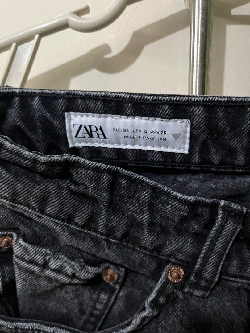 Authentic Zara high waisted Denim Shorts (Category: Shorts) located in Marikina City. Submitted by moonchok (Listing ID 1406888959, Image 2). Description: - Zara denim shorts - Black wash - buttonfly - Raw hem detailing - Front and back pockets - Made in Pakistan - worn once - bought at Ayala malls Cebu for 1700 - fits S to semi M.
