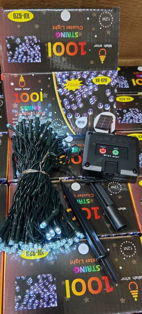100 LED Solar String Cluster Light (Category: Lighting) located in Manila. Submitted by yzlshop (Listing ID 1402095909, Image 3). Description: - Solar-powered string lights - 100 warm white LED lights - 12 meters long - Includes solar panel and control box - Model: XR-629 - Ideal for gardens, patios, and outdoor spaces.