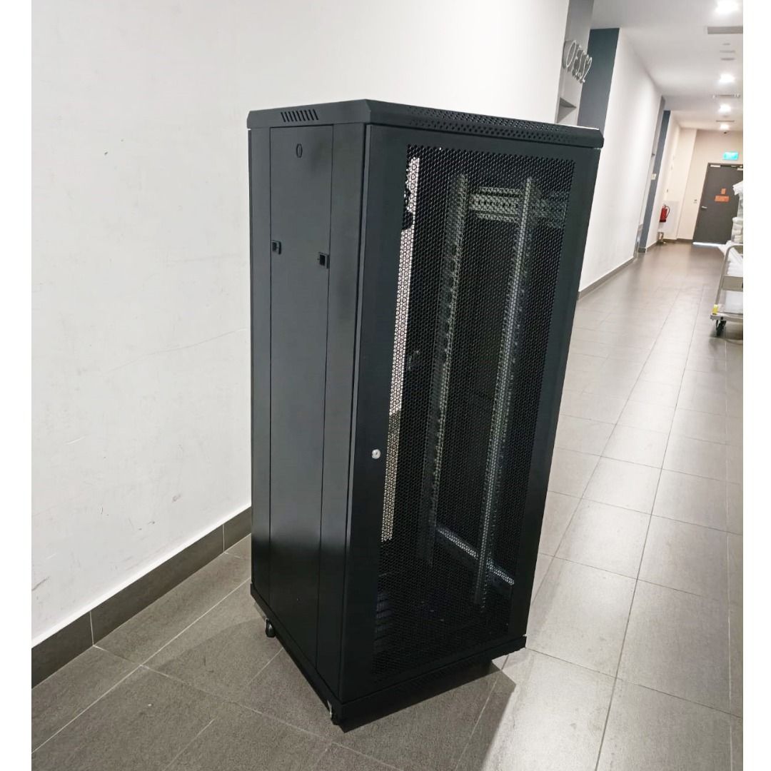 27U 19Inch Server AV mobile rack with honey-comb door/removable side ...