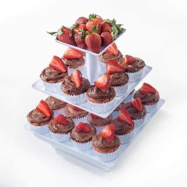 3-Tier Square Cake Server (Category: Other Kitchenware & Tableware) located in Manila. Submitted by yzlshop (Listing ID 1402097706, Image 3). Description: 3-tier cake server is perfect for displaying cupcakes, fruits, or other treats. It has a square design and is white. The server is ideal for parties, events, or everyday use. It is easy to assemble and disassemble for storage. The stand is made of durable material and is easy to clean..