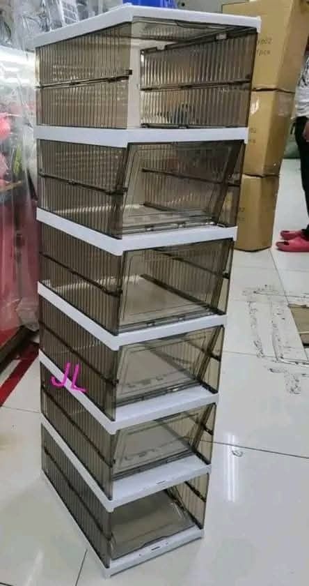6 layer Shoe Organizer (Category: Storage Boxes & Baskets) located in Manila. Submitted by jelai.cybyb (Listing ID 1402044171, Image 2). Description: Stackable shoe organizer is perfect for keeping your shoes neat and tidy. It features a clear front door for easy viewing of your shoes. The organizer is designed to be stackable, allowing you to maximize your storage space. It is made of durable materials and is easy to assemble. Great for organizi