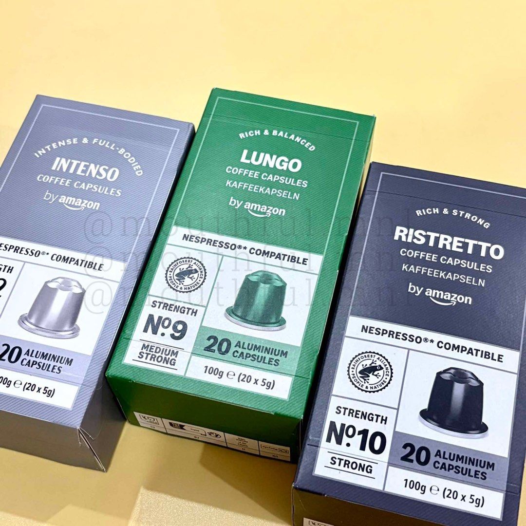 Amazon Nespresso Compatible Coffee Capsules (Category: Coffee Machines & Makers) located in Rizal. Submitted by ichbingenisse (Listing ID 1401991598, Image 3). Description: Nespresso coffee capsules 20pods Available flavors: • ristretto • intenso • vanilla.