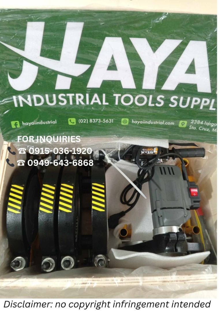 Economy butt fusion machine (Category: Construction Tools & Equipment) located in Manila. Submitted by 09150361920ronvillaflor (Listing ID 1401930800, Image 1). Description: Economy butt fusion machine Specs: 4” ₱32,000 "Welcome to Hayai Industrial tools supply corp." For inquiries 0-9-1-5-0-3-6-1-9-2-0 0-9-4-9-6-4-3-6-8-6-8 PRICE MAY CHANGE WITHOUT PRIOR NOTICE..