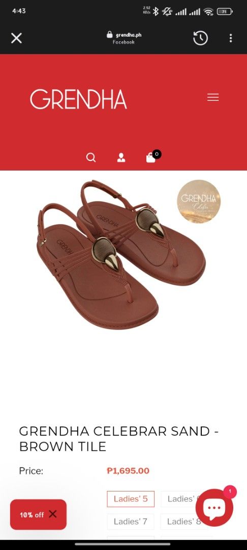 Grendha Celebrar Sand - Brown Tile Sandals (Category: Flats & Sandals) located in San Jose del Monte. Submitted by twinkletoes_ph (Listing ID 1402054700, Image 1). Description: Grendha Celebrar Sand sandals in brown tile color. Features a thong style with an adjustable strap. The sandals have a decorative element on the upper. The size is 7. Comes with the original box. Made in Brazil..