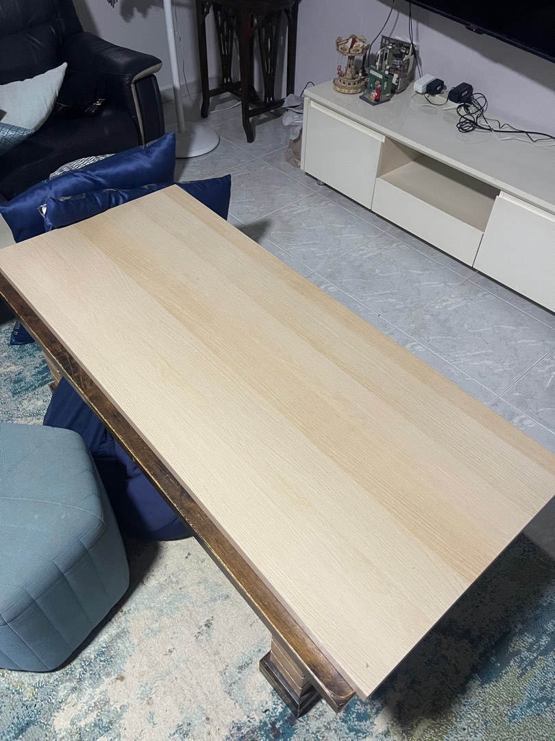 Ikea Light Wood Table top with Metal Legs, Furniture & Home Living ...