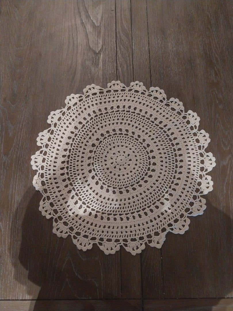 Lace Placemat Doilies (Category: Table Linen & Textiles) located in Manila. Submitted by juiceboxtrove (Listing ID 1402022469, Image 2). Description: DIAMETER 450mm -beige crochet placemat doilies -8 pcs/1 set = PHP2000 -1pc = PHP280.