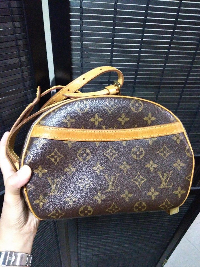 Louis Vuitton Monogram Blois Sling Bag (Category: Luxury Bags & Wallets) located in Pasig City. Submitted by coattique (Listing ID 1402035065, Image 3). Description: Authentic Louis Vuitton Blois sling bag in classic Monogram canvas. Features a rounded shape with a leather shoulder strap and trim. The bag has a zip closure and a spacious interior. The iconic LV monogram pattern is visible throughout. A stylish and recognizable piece..