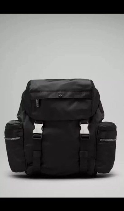 Lululemon Wunderlust Backpack (Category: Backpacks) located in Cavite. Submitted by thrifthwest31 (Listing ID 1401942956, Image 3). Description: LULULEMON WUNDERLUST BACKPACK MINI 14L W10/D5.5/ H14 In Black/Silver Zippered side pockets Quick-access zippered pocket on front flap Interior pocket designed to hold your water bottle Interior pocket fits a tablet Dimensions: 25.5cm x 14cm x 35.5cm (10” x 5.5” x 14”) Volume: 14L Fits most water bottles 
