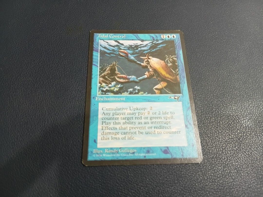 1996 Magic: The Gathering Tidal Control Card MTG (Category: Raw Singles) located in Manila. Submitted by _mugen24 (Listing ID 1402036510, Image 1). Description: - Alliances Edition MTG - Magic: The Gathering card - Card Name: Tidal Control -Rarity: RARE - Card Type: Enchantment -Actual photo posted Can be delivered by Lalamove or J&T Shipping fee shouldered by buyer MOP: GCash, Gotym, BDO, Maya .