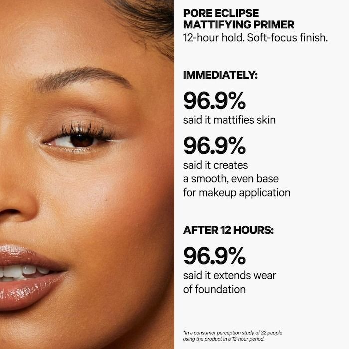 MILK MAKEUP Pore Eclipse Mattifying + Blurring Makeup Primer with Niacinamide (Category: Makeup) located in Manila. Submitted by juanashopbies_ph (Listing ID 1402074324, Image 3). Description: MILK MAKEUP Pore Eclipse Mattifying + Blurring Makeup Primer with Niacinamide SIZE: 20ML What it is: A non-comedogenic makeup primer with skincare benefits that blurs pores, controls shine, and locks makeup for up to 12 hours with a soft matte finish. Finis