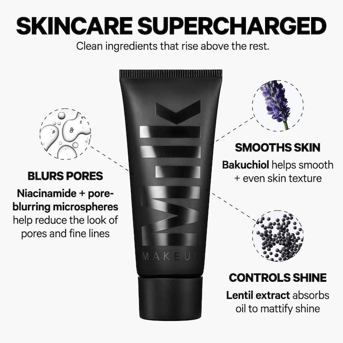 MILK MAKEUP Pore Eclipse Mattifying + Blurring Makeup Primer with Niacinamide (Category: Makeup) located in Manila. Submitted by juanashopbies_ph (Listing ID 1402074324, Image 2). Description: MILK MAKEUP Pore Eclipse Mattifying + Blurring Makeup Primer with Niacinamide SIZE: 20ML What it is: A non-comedogenic makeup primer with skincare benefits that blurs pores, controls shine, and locks makeup for up to 12 hours with a soft matte finish. Finis