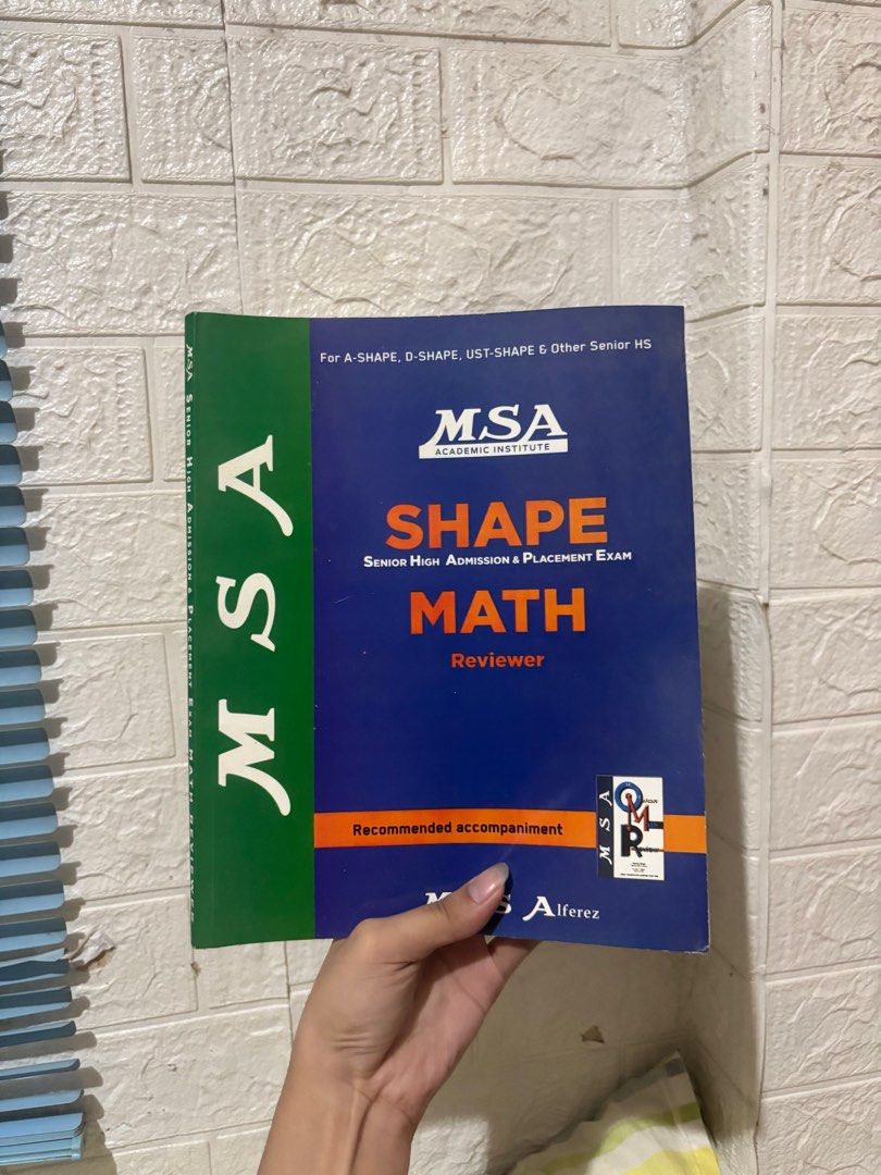 MSA Shape Math Reviewer (Category: Textbooks) located in Caloocan City. Submitted by aclyy (Listing ID 1401965319, Image 1). Description: - complete pages - few streaks of pencil - was able to pass big univs bcs of this - has an answer key with explanations mop: gcash/maya/qr mod: lalamove.