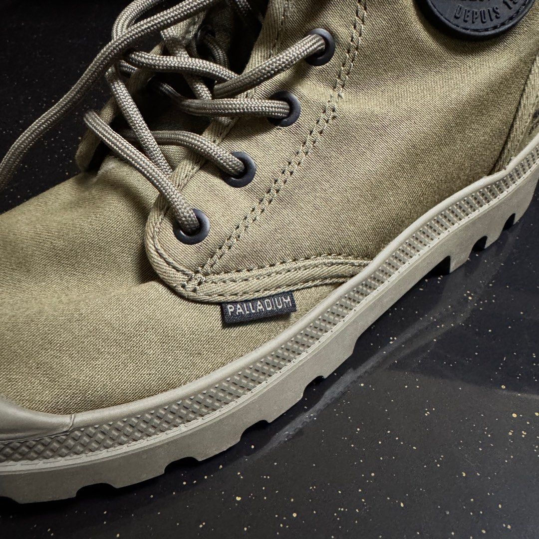 Palladium Pallabrousse Womens 7.5 US (Category: Boots) located in Bacoor. Submitted by agmrls16 (Listing ID 1401992133, Image 2). Description: Palladium Pallabrousse Boots Womens 7.5 US Khaki/Sand Original Price: ₱6,300 Selling Price: ₱4,500 • Model Code: 77356-308-M (C24/189) • Size: Women’s 7.5 US • Lightly used — worn only a few times for an event • Sole still fresh, looks almost new • Durable canvas upper with rugged lug outsole • Classic com
