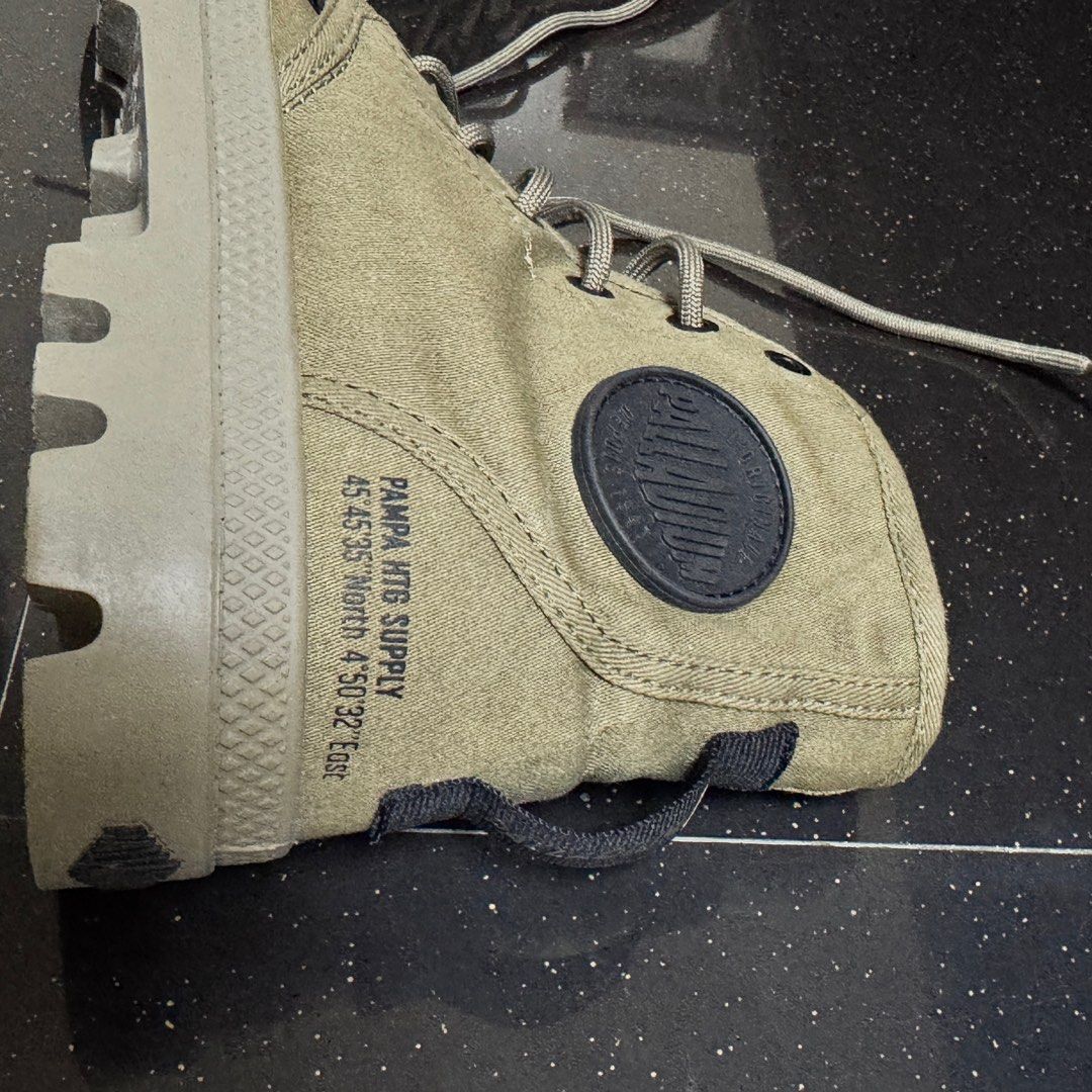 Palladium Pallabrousse Womens 7.5 US (Category: Boots) located in Bacoor. Submitted by agmrls16 (Listing ID 1401992133, Image 3). Description: Palladium Pallabrousse Boots Womens 7.5 US Khaki/Sand Original Price: ₱6,300 Selling Price: ₱4,500 • Model Code: 77356-308-M (C24/189) • Size: Women’s 7.5 US • Lightly used — worn only a few times for an event • Sole still fresh, looks almost new • Durable canvas upper with rugged lug outsole • Classic com