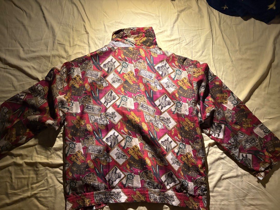 Red Horse Jacket (Category: Coats, Jackets and Outerwear) located in Makati City. Submitted by damian4231 (Listing ID 1402059586, Image 2). Description: Size S on tag DM for more details Issue: Neck Tear and loose threads.