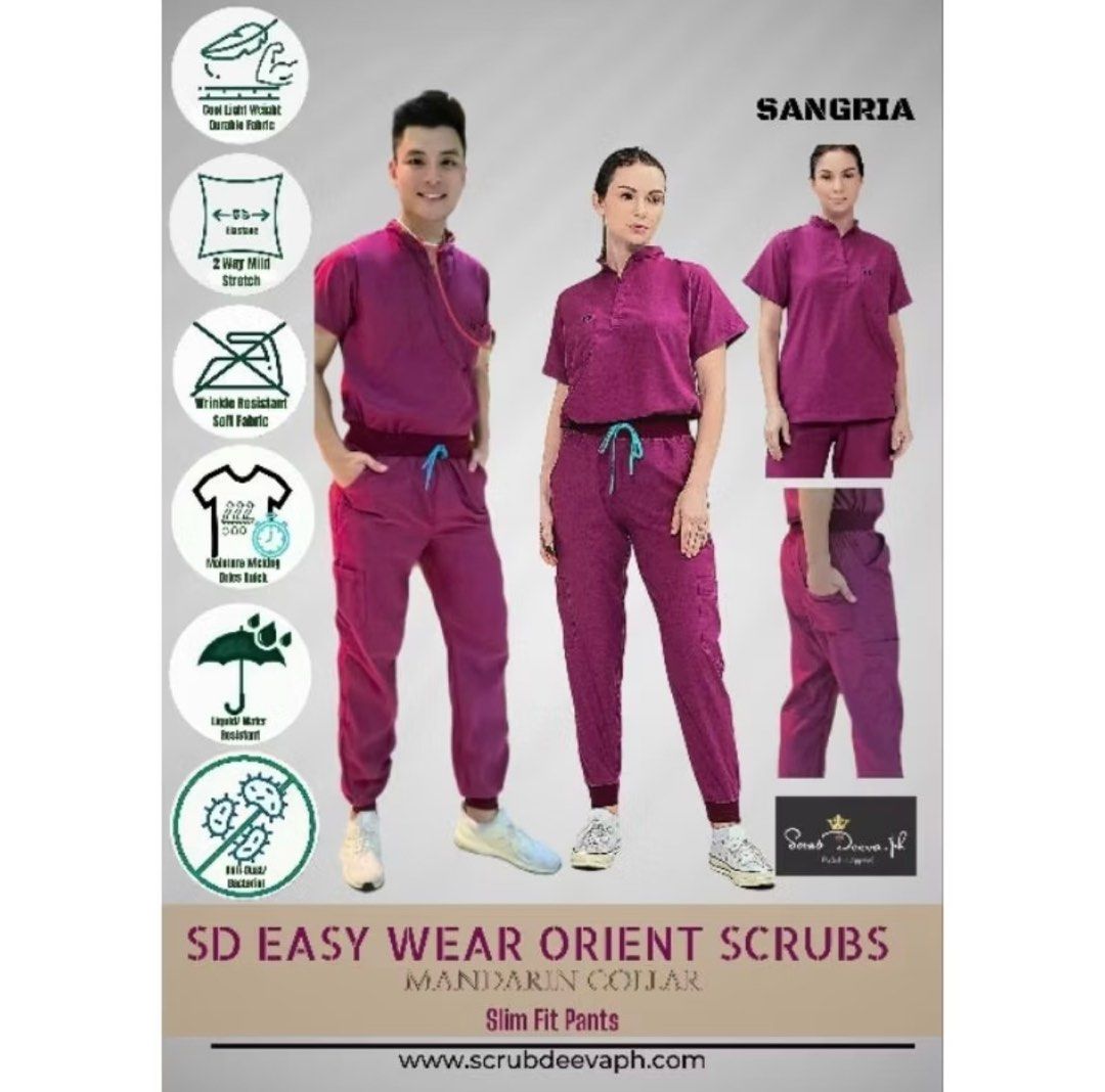 SD Easy Wear Orient Scrubs Mandarin Collar (Category: Sets or Coordinates) located in Tagum. Submitted by shwzzzd (Listing ID 1402092482, Image 2). Description: SD EASY WEAR ORIENT SCRUBS SCRUB SUIT top and bottom XS (check size guide) Very nice color in actual 💗 Never been used. Nilabhan lang Rfs: wrong size .