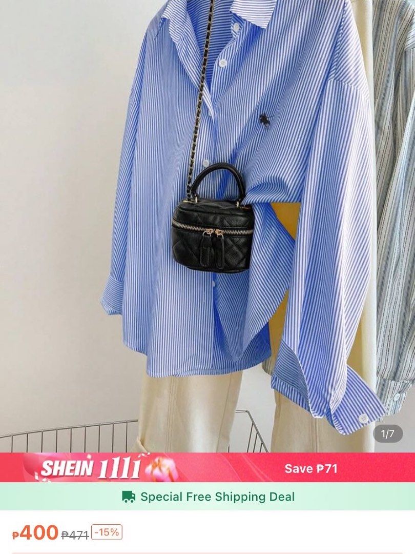 Shein stripe polo (Category: Longsleeves) located in San Pedro. Submitted by jen.declutter (Listing ID 1402072065, Image 1). Description: Large to XL.