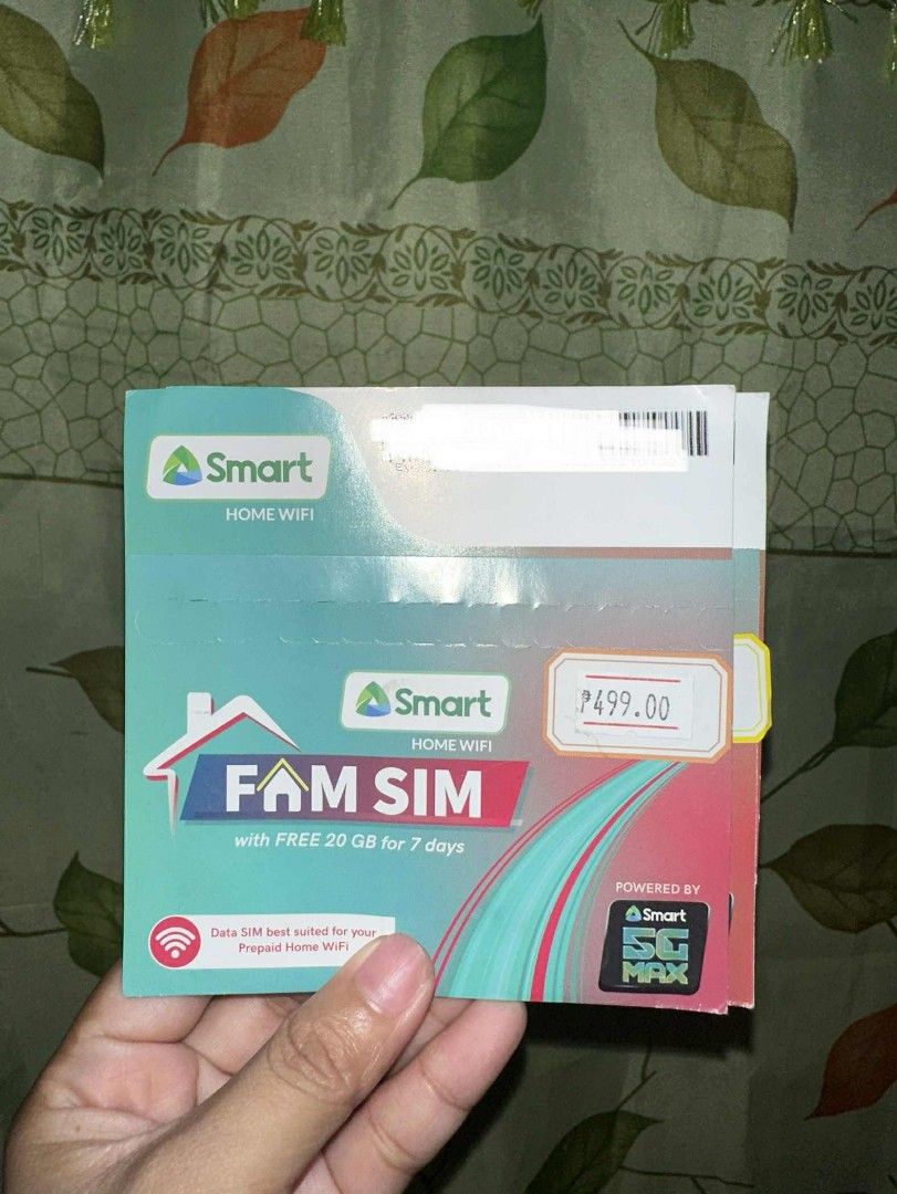 Smart Home Wifi Fam Sim (Category: Sim Cards) located in Manila. Submitted by graciouslygraceee (Listing ID 1402056911, Image 1). Description: Smart Home Wifi Fam Sim With Free 20gb Data for 7days Only for Home Wifi Router..